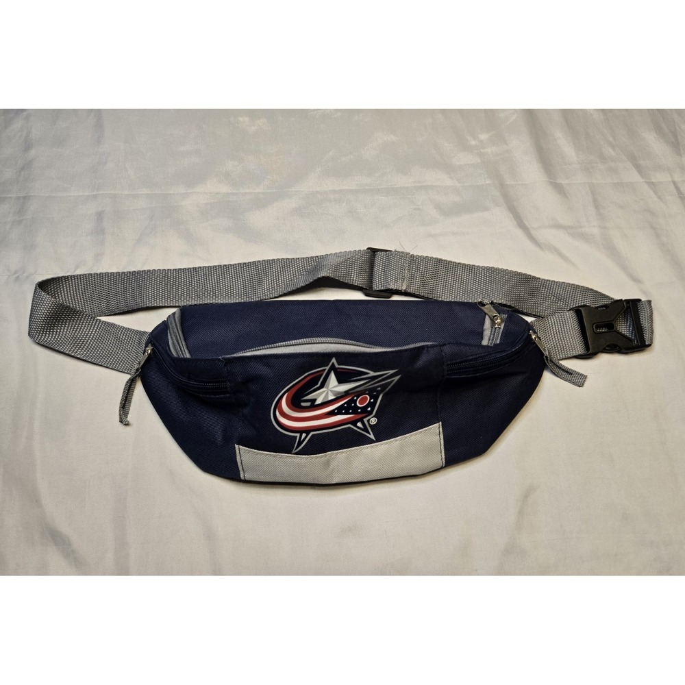 NHL Columbus Blue Jackets Hockey Fanny Pack CBJ‎ Adjustable Bag 3 Zipper Pockets